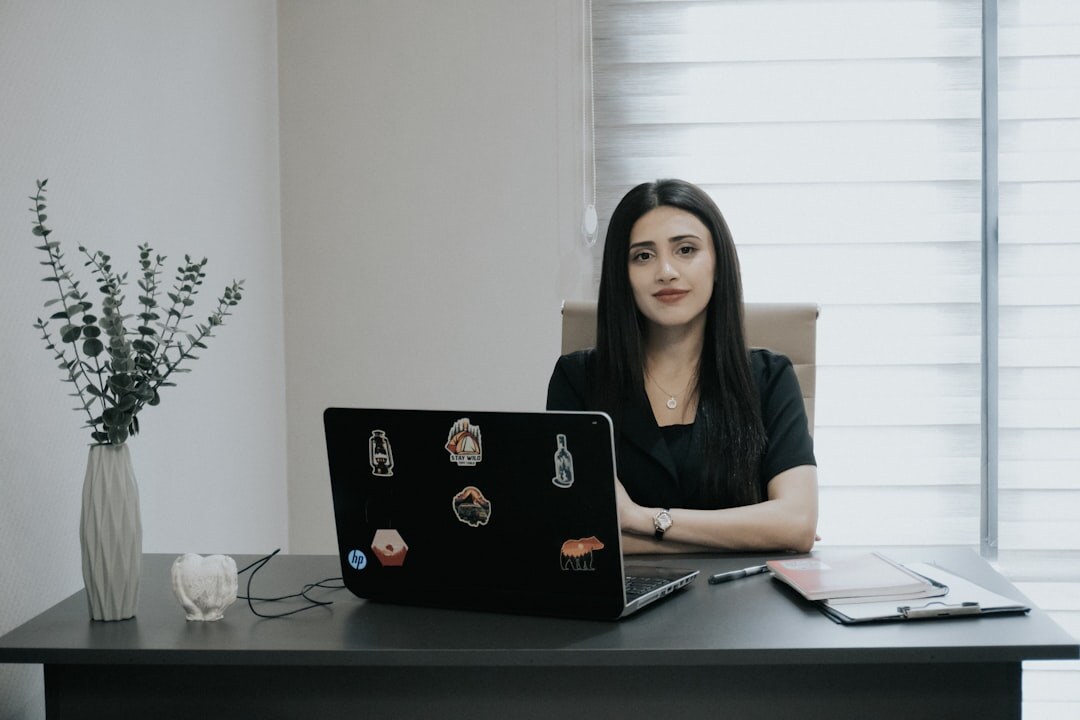 blog writer at desk